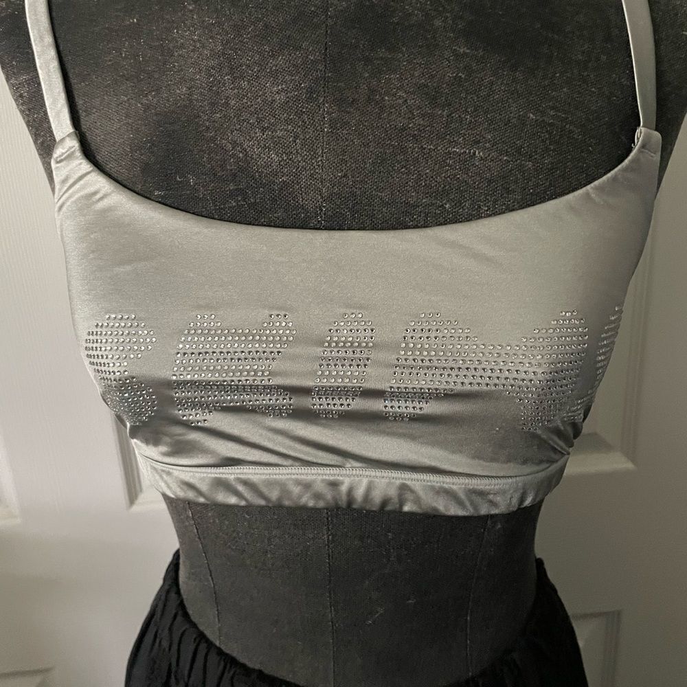 SKIMS Silver Rhinestone Bralette Size Medium